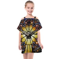 Spain Catalonia Montserrat Church Kids  One Piece Chiffon Dress