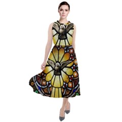 Spain Catalonia Montserrat Church Round Neck Boho Dress