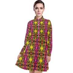 Abstract 41 Long Sleeve Chiffon Shirt Dress by ArtworkByPatrick