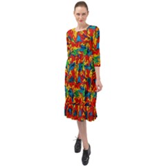 Abstract 42 Ruffle End Midi Chiffon Dress