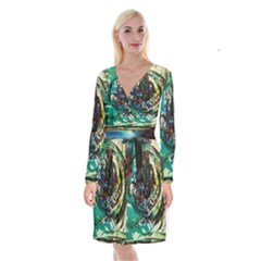 Clock 1 1 Long Sleeve Velvet Front Wrap Dress