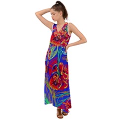 Poppies V-neck Chiffon Maxi Dress by bestdesignintheworld