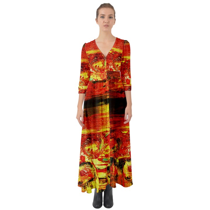 Secret Sign Of Masons Button Up Boho Maxi Dress