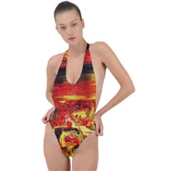 Secret Sign Of Masons Backless Halter One Piece Swimsuit