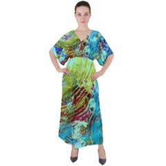 June Gloom 12 V-neck Boho Style Maxi Dress