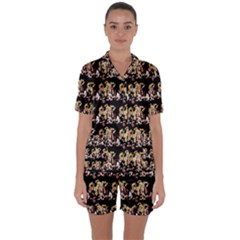 Aztec 5 Satin Short Sleeve Pyjamas Set by ArtworkByPatrick