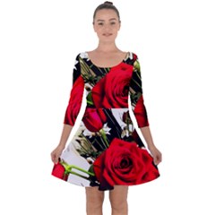 Roses 1 1 Quarter Sleeve Skater Dress by bestdesignintheworld