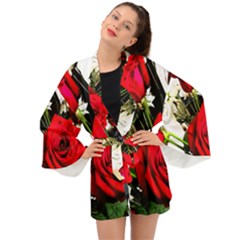 Roses 1 1 Long Sleeve Kimono by bestdesignintheworld