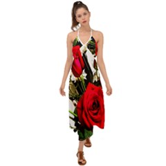 Roses 1 1 Halter Tie Back Dress  by bestdesignintheworld