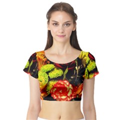 Flowers 1 1 Short Sleeve Crop Top by bestdesignintheworld