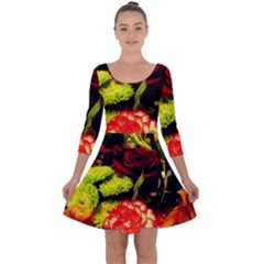 Flowers 1 1 Quarter Sleeve Skater Dress by bestdesignintheworld