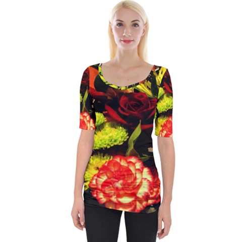 Flowers 1 1 Wide Neckline Tee by bestdesignintheworld