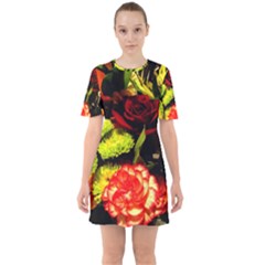 Flowers 1 1 Sixties Short Sleeve Mini Dress by bestdesignintheworld