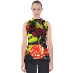 Flowers 1 1 Mock Neck Shell Top by bestdesignintheworld