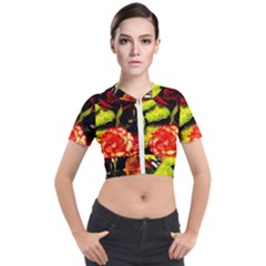 Flowers 1 1 Short Sleeve Cropped Jacket by bestdesignintheworld