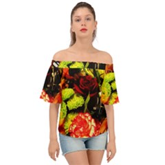 Flowers 1 1 Off Shoulder Short Sleeve Top by bestdesignintheworld