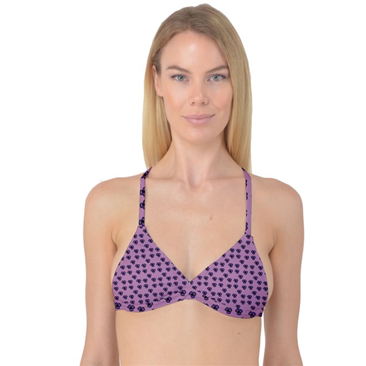 Pansies Pink Pattern Reversible Tri Bikini Top