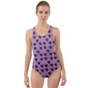 Pansies Pink Pattern Cut-Out Back One Piece Swimsuit View1