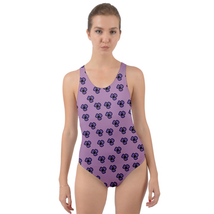 Pansies Pink Pattern Cut-Out Back One Piece Swimsuit