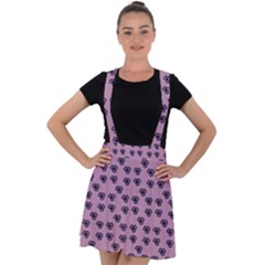 Pansies Pink Pattern Velvet Suspender Skater Skirt by snowwhitegirl