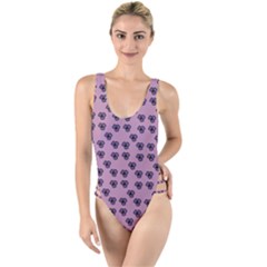 Pansies Pink Pattern High Leg Strappy Swimsuit by snowwhitegirl