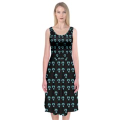 Aqua Pansies Midi Sleeveless Dress by snowwhitegirl