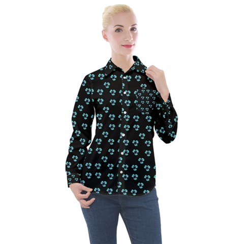 Aqua Pansies Women s Long Sleeve Pocket Shirt by snowwhitegirl