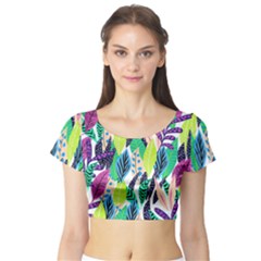 Leaves  Short Sleeve Crop Top by Sobalvarro