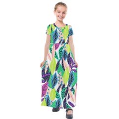 Leaves  Kids  Short Sleeve Maxi Dress by Sobalvarro