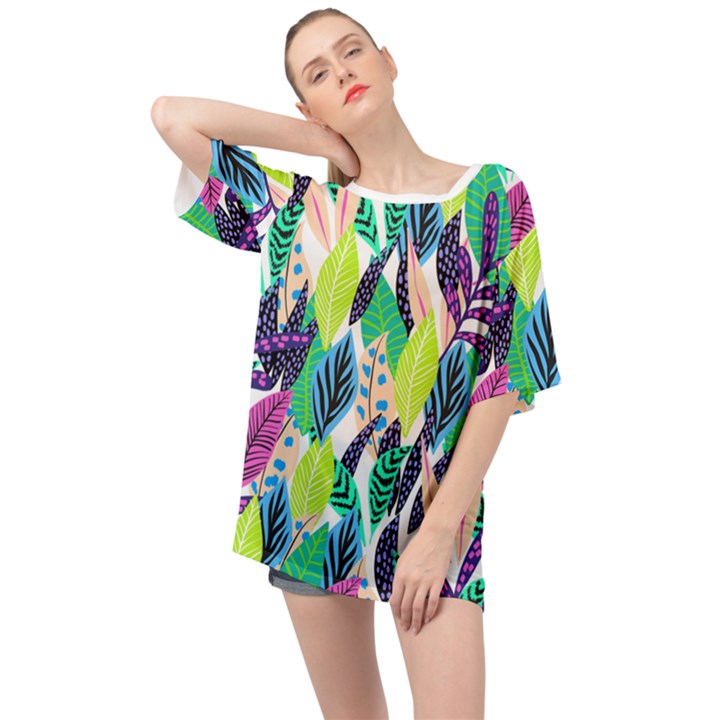 Leaves  Oversized Chiffon Top