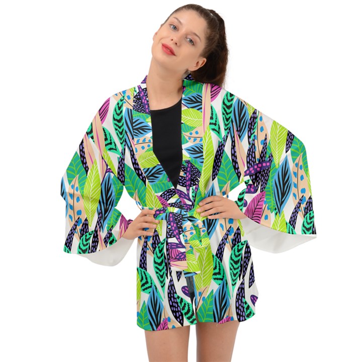 Leaves  Long Sleeve Kimono