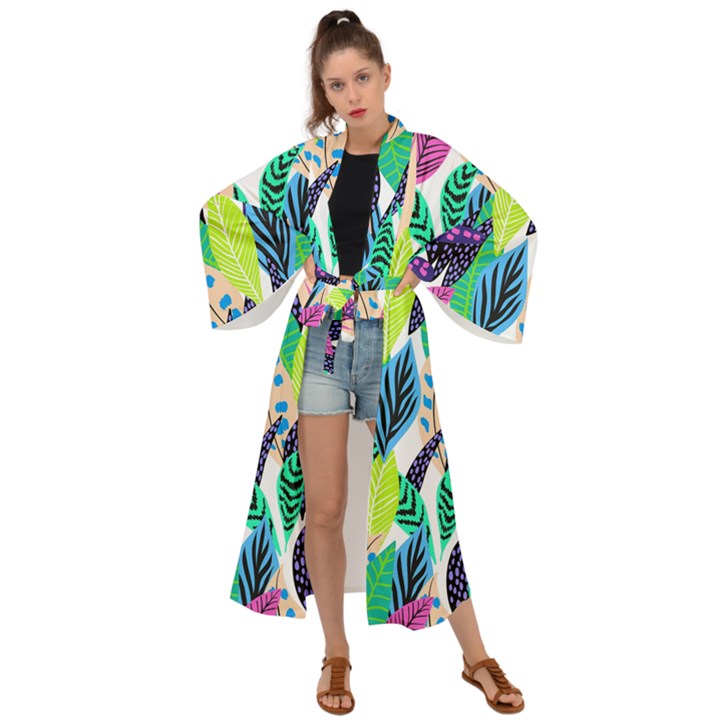 Leaves  Maxi Kimono