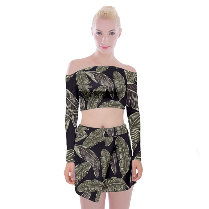 Jungle Off Shoulder Top with Mini Skirt Set