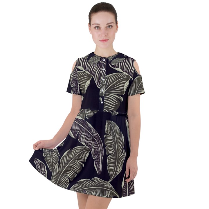 Jungle Short Sleeve Shoulder Cut Out Dress 