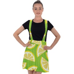 Lemon Fruit Healthy Fruits Food Velvet Suspender Skater Skirt by Wegoenart