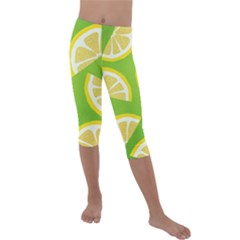 Lemon Fruit Healthy Fruits Food Kids  Lightweight Velour Capri Leggings  by Wegoenart