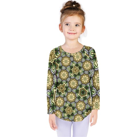 Pattern Background Texture Design Kids  Long Sleeve Tee by Wegoenart