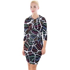 Mental Human Experience Mindset Quarter Sleeve Hood Bodycon Dress by Wegoenart