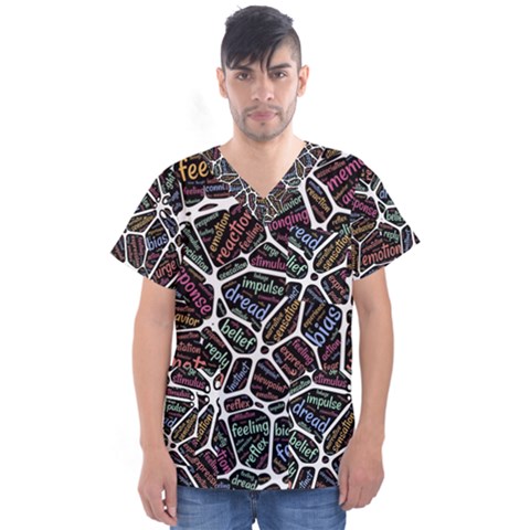 Mental Human Experience Mindset Men s V-neck Scrub Top by Wegoenart