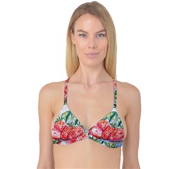 Strawberry Watercolor Figure Reversible Tri Bikini Top by Wegoenart