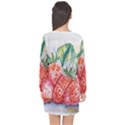 Strawberry Watercolor Figure Long Sleeve Chiffon Shift Dress  View2