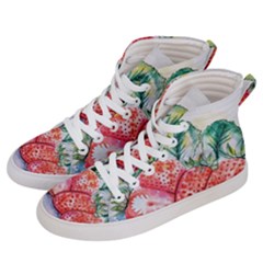 Strawberry Watercolor Figure Men s Hi-top Skate Sneakers by Wegoenart