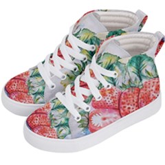 Strawberry Watercolor Figure Kids  Hi-top Skate Sneakers by Wegoenart