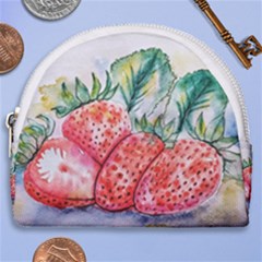 Strawberry Watercolor Figure Horseshoe Style Canvas Pouch by Wegoenart