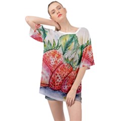 Strawberry Watercolor Figure Oversized Chiffon Top