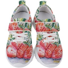 Strawberry Watercolor Figure Kids  Velcro Strap Shoes by Wegoenart