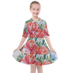 Strawberry Watercolor Figure Kids  All Frills Chiffon Dress