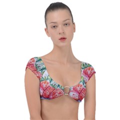 Strawberry Watercolor Figure Cap Sleeve Ring Bikini Top