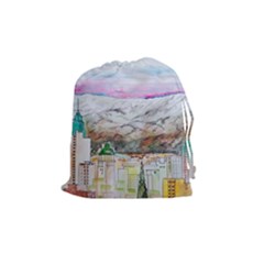 Mendoza City Argentina Mountains Drawstring Pouch (medium) by Wegoenart