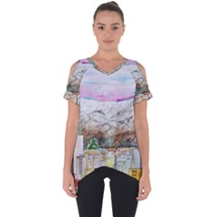 Mendoza City Argentina Mountains Cut Out Side Drop Tee by Wegoenart